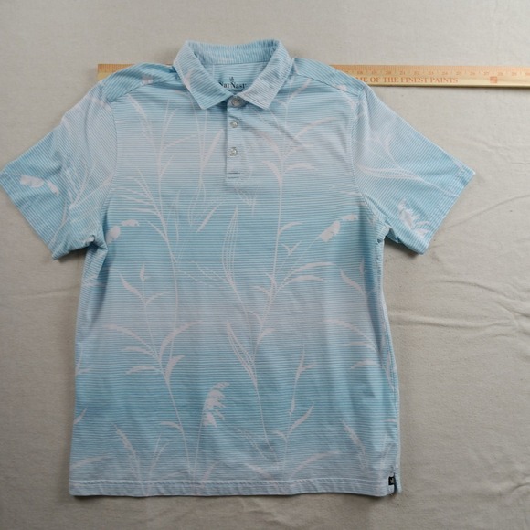 Nat Nast Luxury Originals Mens XL Polo Shirt Blue White Striped Leaf Print - Picture 7 of 11